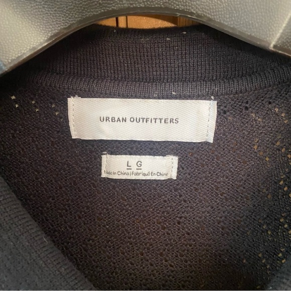 Urban Outfitters Men’s Button-Down Polo Sweater Size L Black Grey Cream Cotton - Picture 11 of 14
